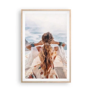 Poszter világos tölgy keretben - Az út a boldogság felé  - 61x91 cm