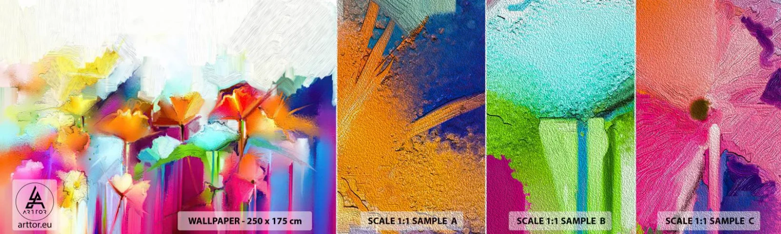 Fotótapéta Minta Premium Sand - Kivirágzott a szivárvány - Absztrakció, Virágok, Darab - 100x30 cm