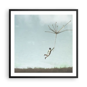 Poszter fehér keretben - Sárkányrepülők, pitypangok, szél - 60x60 cm