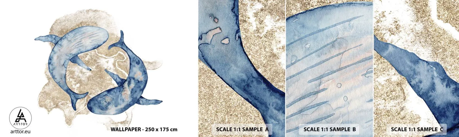 Fotótapéta Minta Öntapadós Deluxe Sticker - Barátság vagy szerelem? - Delfinek, Absztrakció, Darab - 100x30 cm