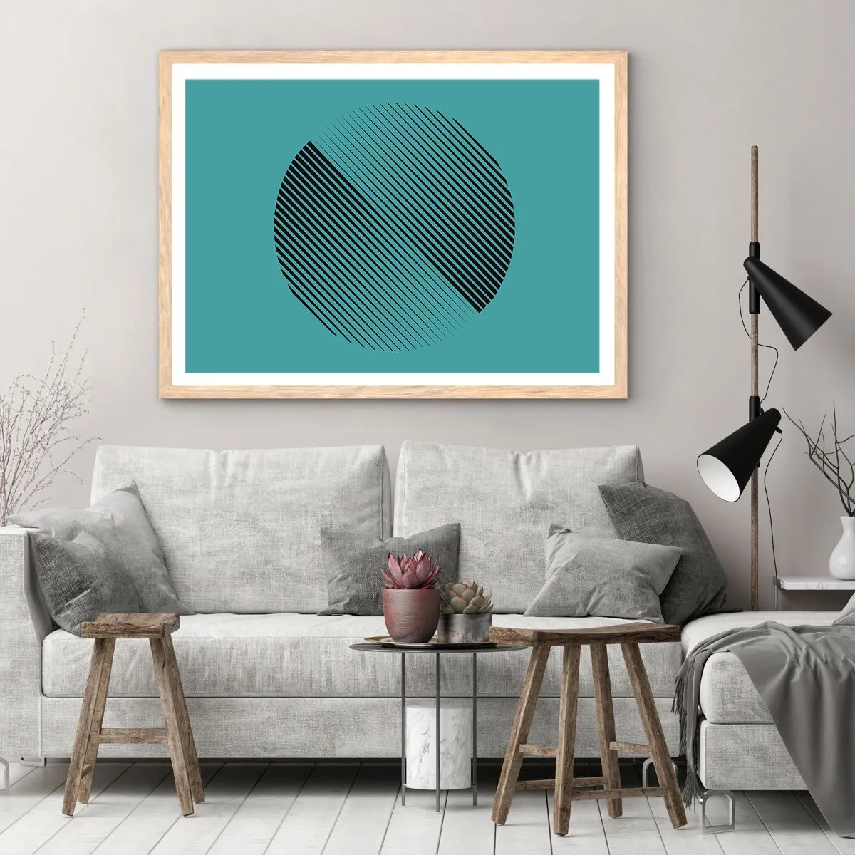 Poszter világos tölgy keretben - A kör - egy geometriai variáció - 50x40 cm