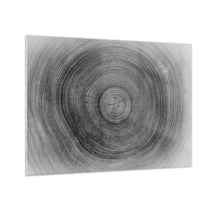 Üveg kép - Koncentrikus fagyűrűk fekete-fehér esztétikában - 70x50cm - Az idők jele - Modern fali dekoráció nappalihoz és hálószobához ARTTOR