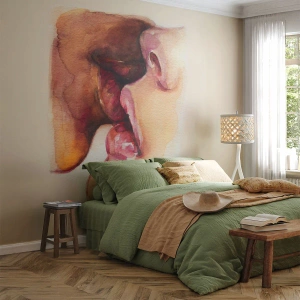 Fotótapéta Premium Canvas - Mint éjszaka és nap, föld és ég - Absztrakció, Csók, Szerelmes pár - 100x70 cm