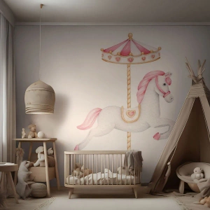 Fotótapéta Premium Sand - Elindult egy patával - Ló, Vidám körbe, Lányos - 200x140 cm