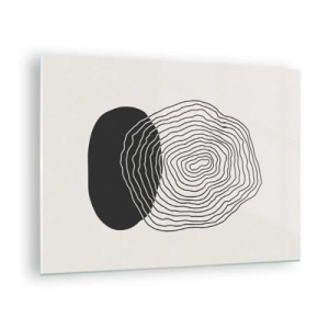 Üveg kép - Absztrakt minta fekete-fehér oválisokkal és vonalakkal - 70x50cm - Létezés és rángatózás - Modern fali dekoráció nappalihoz és hálószobához ARTTOR