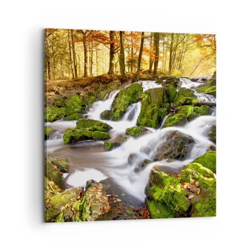 Vászonkép - Gyorsan át az őszi erdőn - 60x60 cm