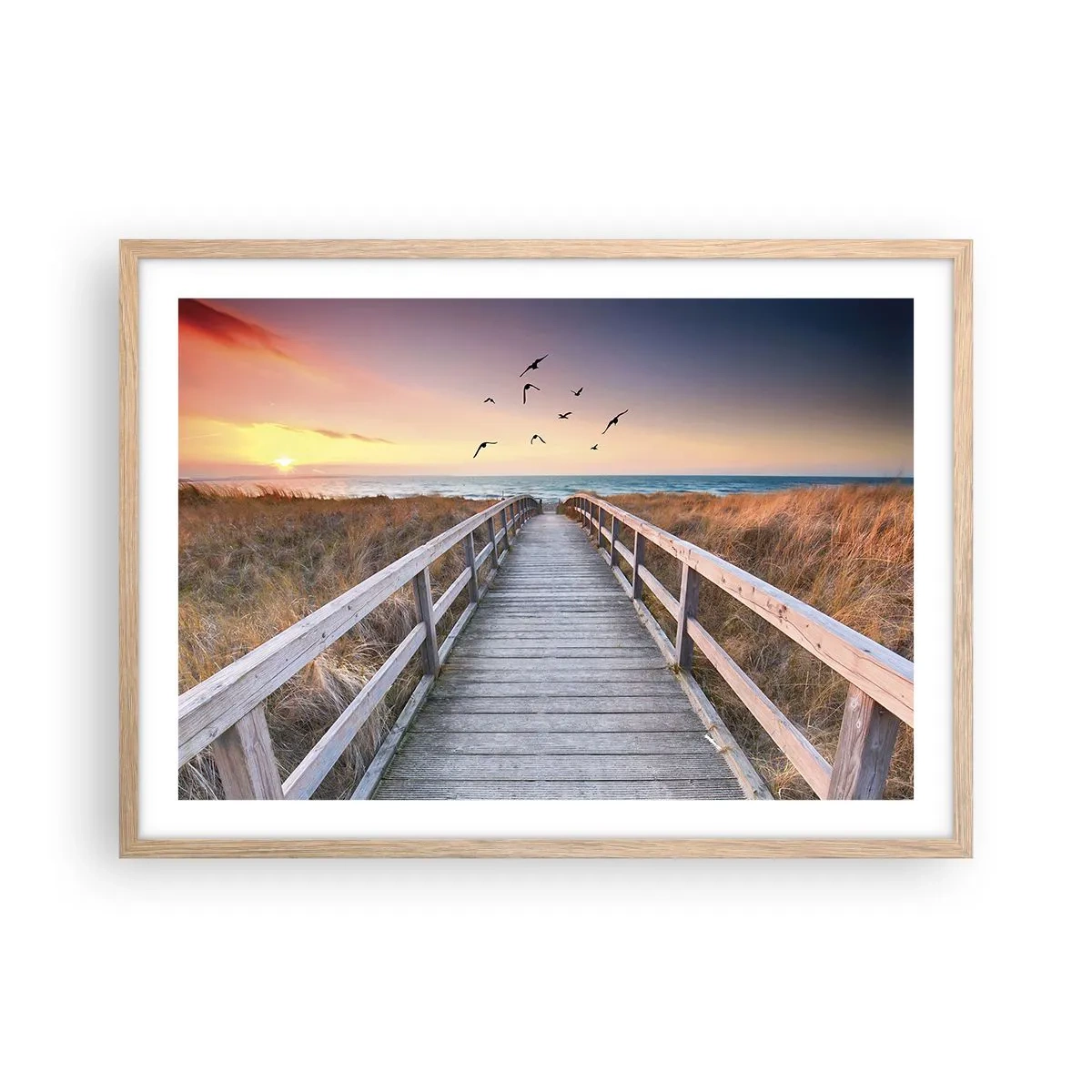 Poszter világos tölgy keretben - Repülési tér - 70x50 cm