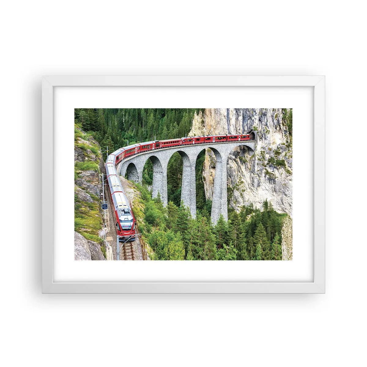 Poszter fekete keretben - Vasút hegyi kilátással - 40x30 cm