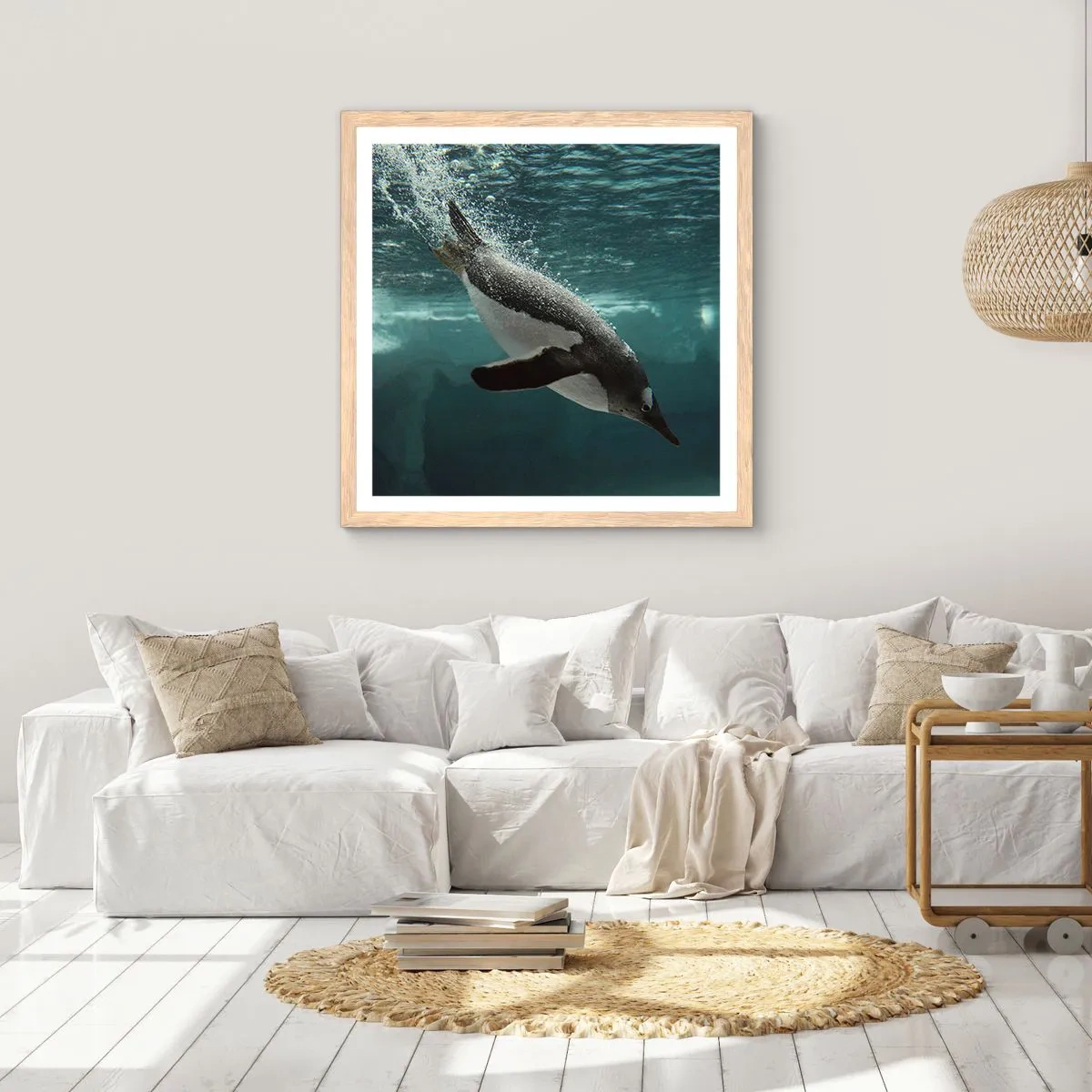 Poszter világos tölgy keretben - Üdv a világomban - 60x60 cm