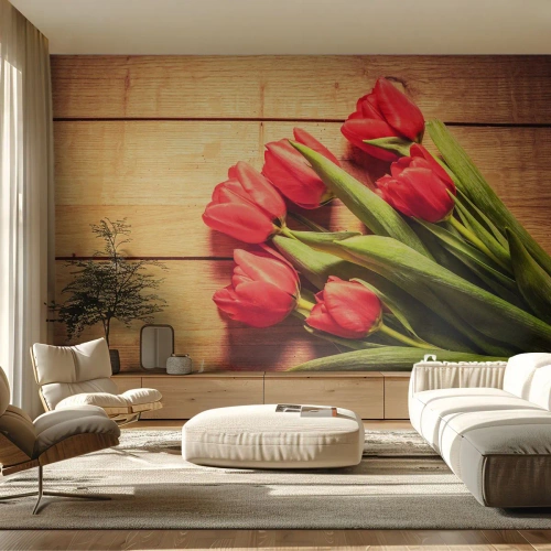 Fotótapéta Premium Sand - Tavaszi vallomás - Virágok, Tulipánok, Csokor virág - 100x70 cm