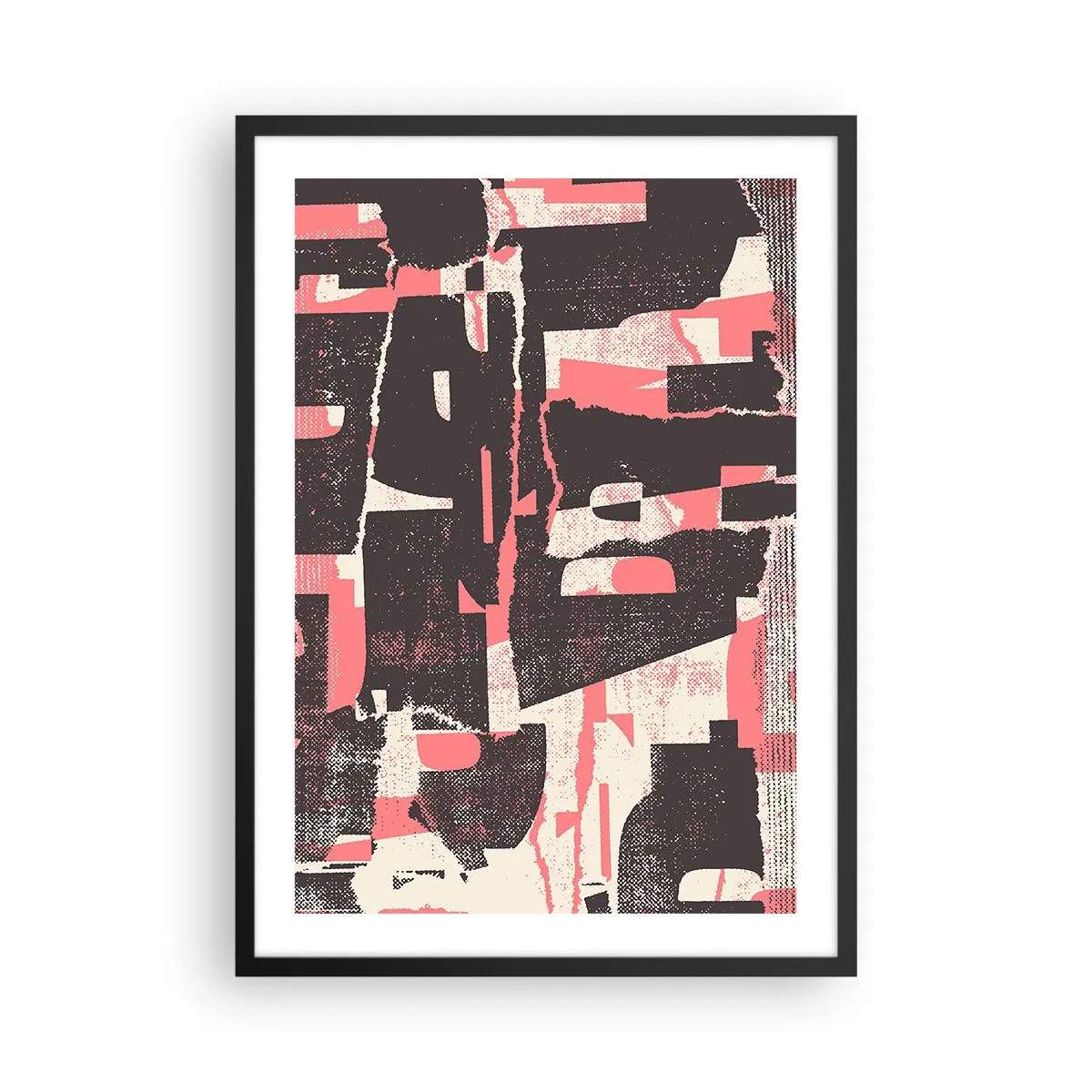 Poszter fehér keretben - Dinamikus absztrakció vörös és fekete árnyalatokban - 50x70cm - Minden nyüzsgés és nyüzsgés - Modern fali dekoráció nappalihoz és hálószobához ARTTOR