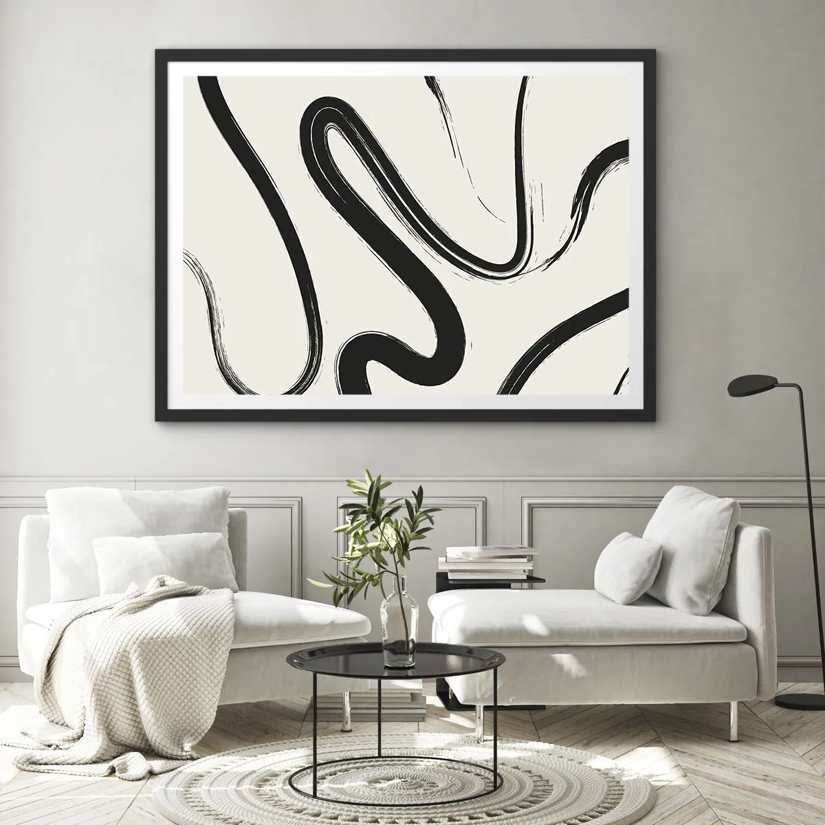 Poszter fehér keretben - Fekete-fehér rajongás - 70x50 cm