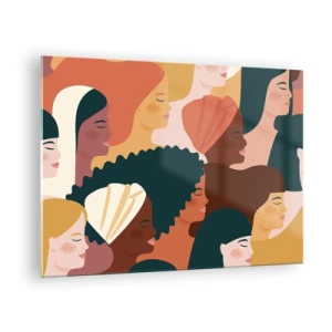 Üveg kép - Stílusos illusztrációja a változatos női sziluetteknek - 70x50cm - Csak a nőiesség - Modern fali dekoráció nappalihoz és hálószobához ARTTOR