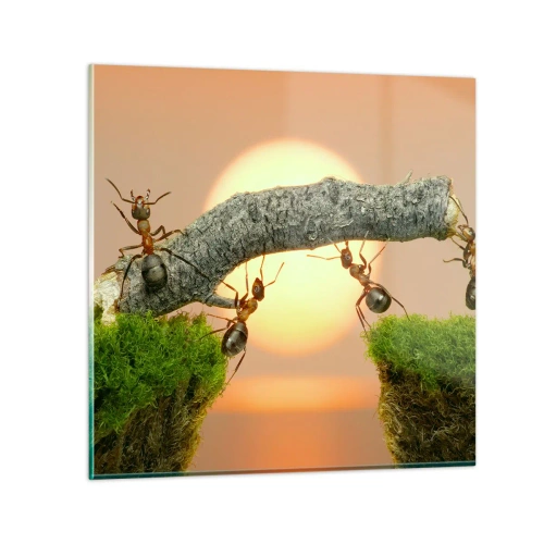 Üveg kép - Boldog, közös munka - 40x40 cm