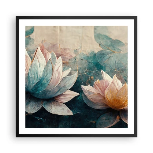 Poszter fehér keretben - Tavi csillagok - 60x60 cm