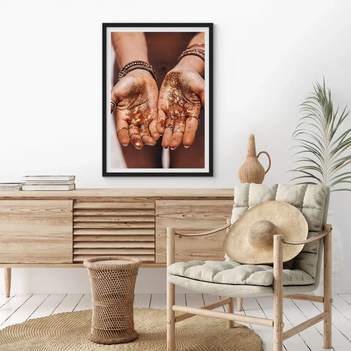 Poszter fehér keretben - Csillogó kezek - 50x70cm - Ajándék neked - Modern fali dekoráció nappalihoz és hálószobához ARTTOR