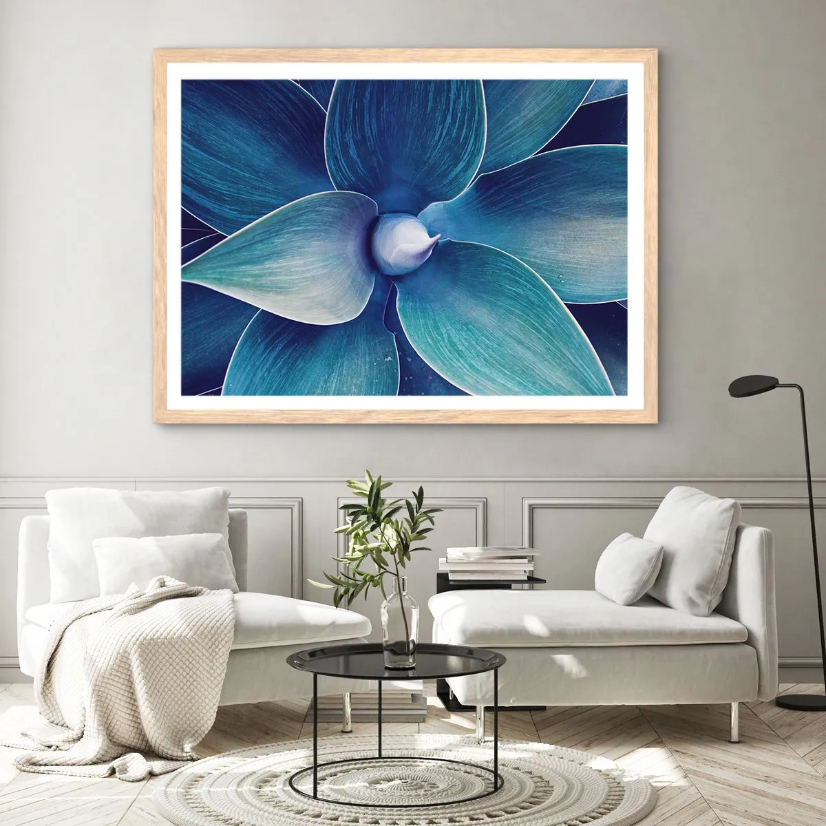 Poszter világos tölgy keretben - Kékezve az égből - 91x61 cm