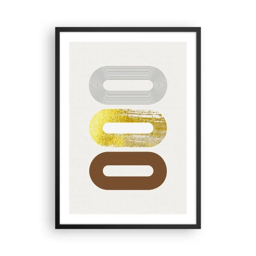 Poszter fehér keretben - Geometriai formák arany, barna és szürke árnyalatokban - 50x70cm - Óóó! - Modern fali dekoráció nappalihoz és hálószobához ARTTOR