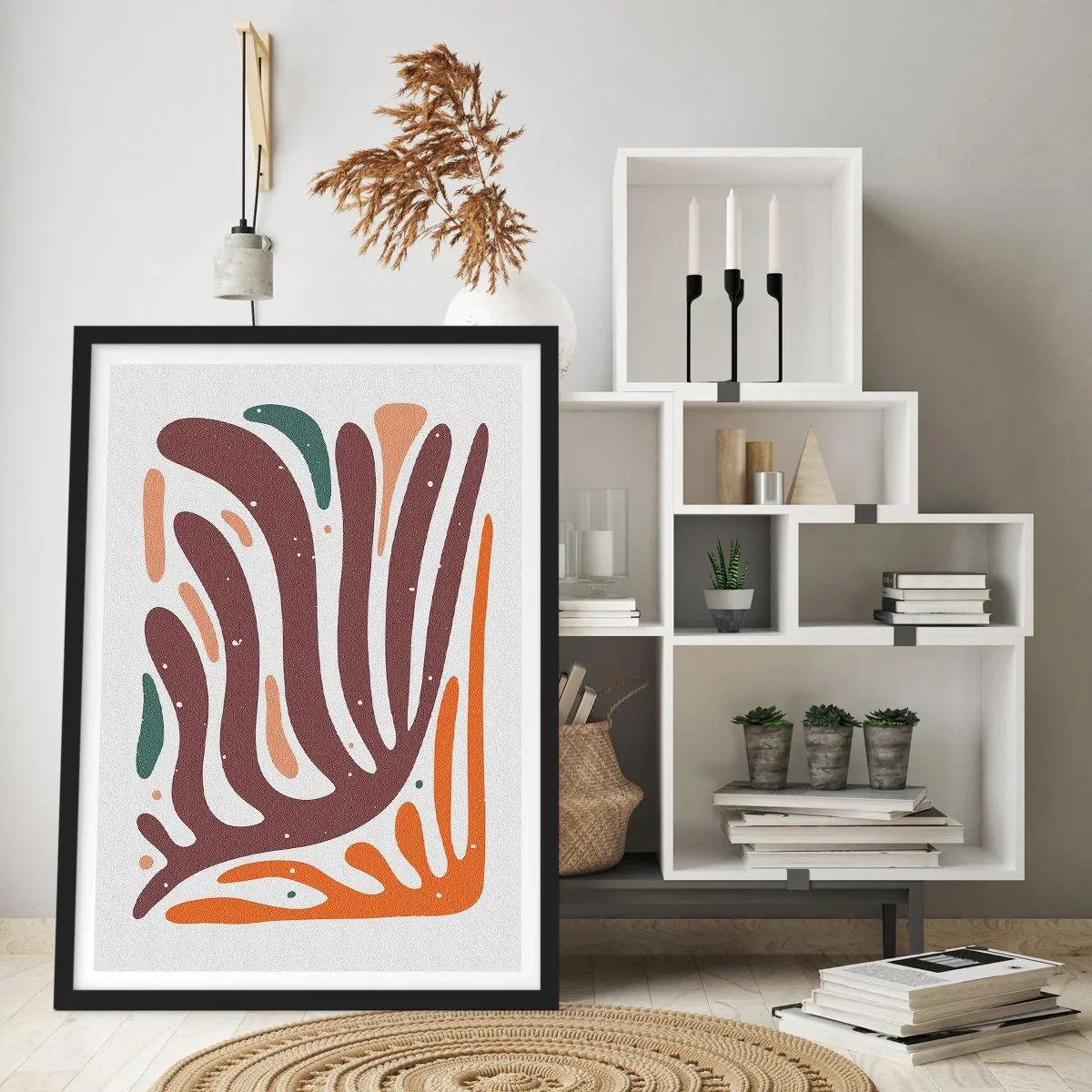 Poszter fehér keretben - Sugárzó organikus kompozíció - 40x50 cm