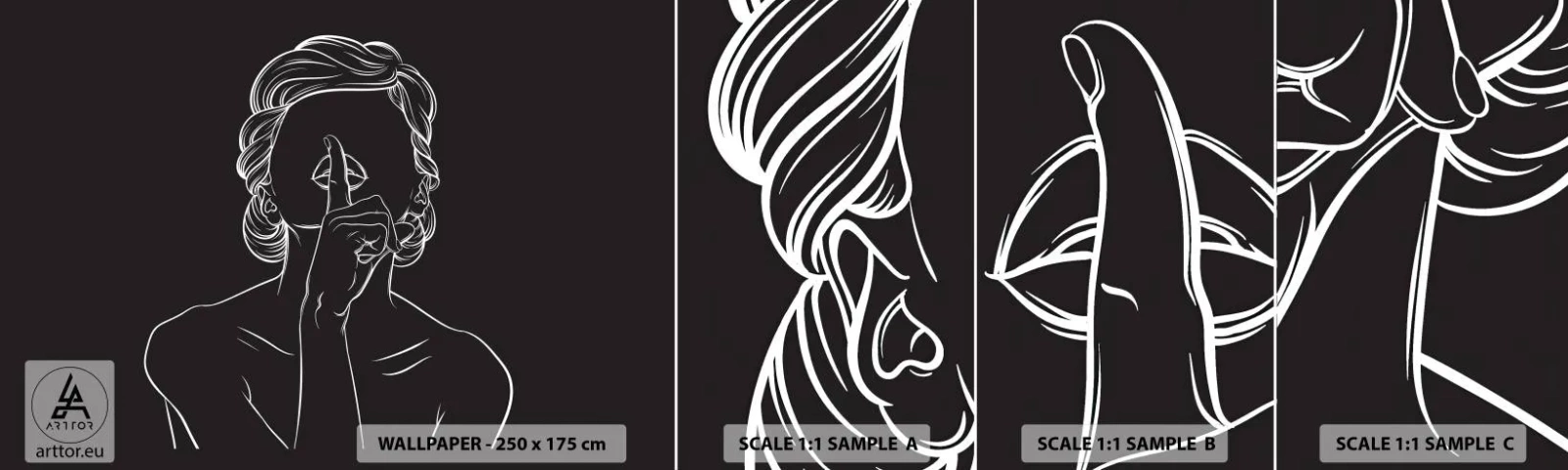 Fotótapéta Minta Standard Eco - A szépség csendben virágzik - Nő, Rajz, Vonal - 100x30 cm