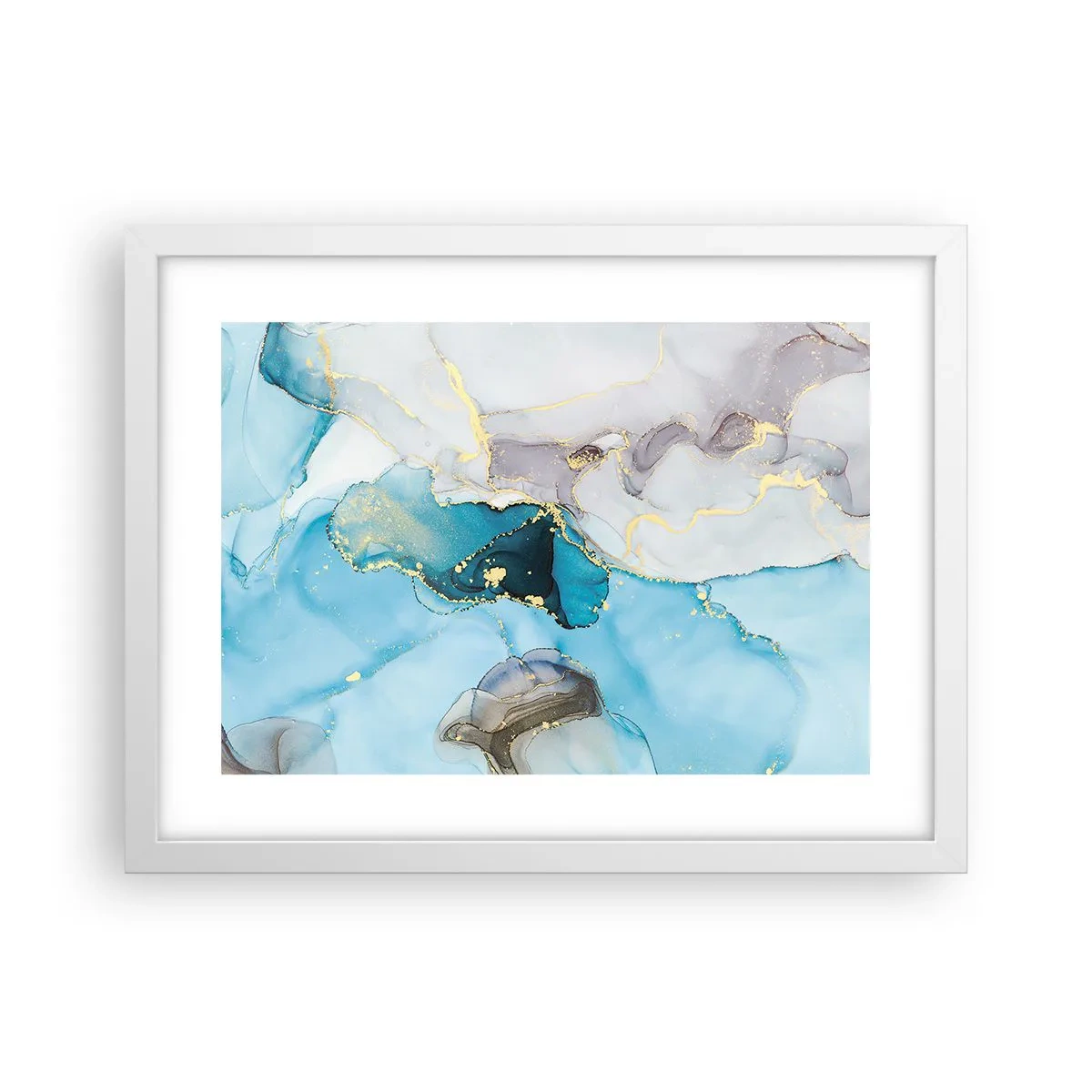 Poszter fekete keretben - Tanulmány a szürke és a türkiz találkozásáról - 40x30 cm