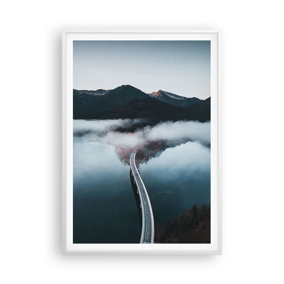 Poszter fekete keretben - Tükörsima víz felett - 70x100 cm