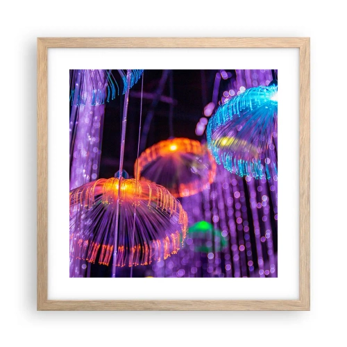 Poszter világos tölgy keretben - Világító szökőkút - 40x40 cm