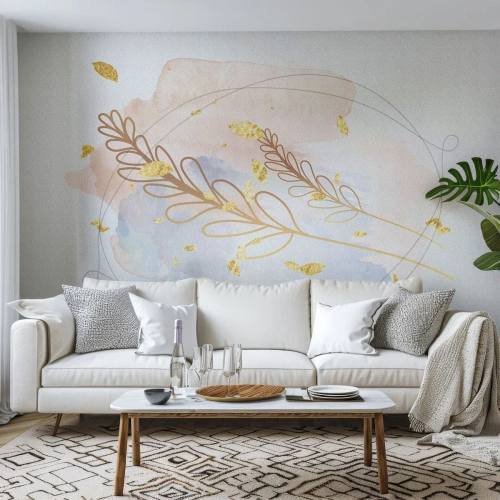 Fotótapéta Premium Canvas - Aranyszínű fuvallat - Fényes, Minimalista, Modern - 450x315 cm