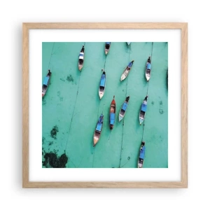 Poszter világos tölgy keretben - Örömteli várakozásban - 40x40 cm