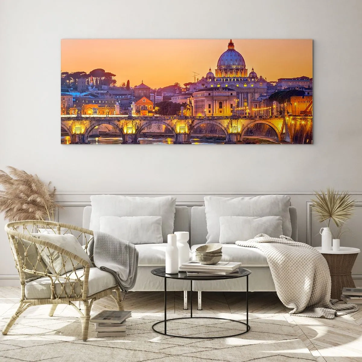 Üveg kép - Naplemente az örök város felett - 100x40 cm