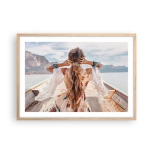 Poszter világos tölgy keretben - Az út a boldogság felé  - 70x50 cm