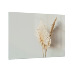 Üveg kép - Szárított pálmalevelek bézs árnyalatokban világos háttéren - 70x50cm - Ha vigaszra van szükséged - Modern fali dekoráció nappalihoz és hálószobához ARTTOR