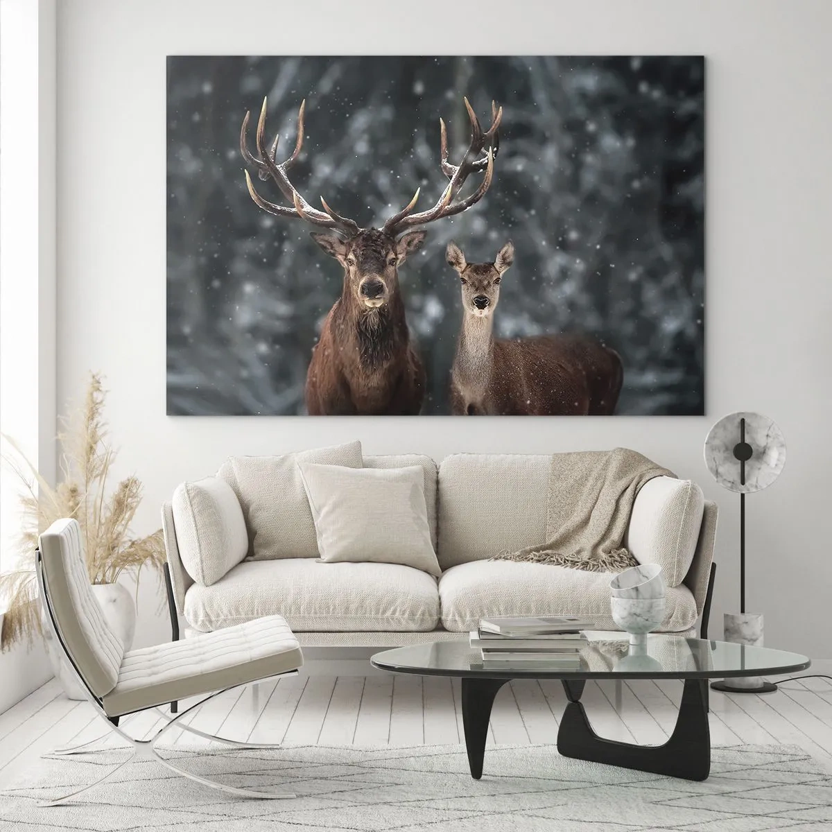 Üveg kép - Az erdő ura a feleségével - 100x70 cm