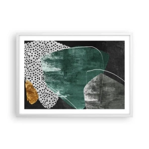 Poszter fekete keretben - Színes absztrakció aranypehellyel - 70x50 cm