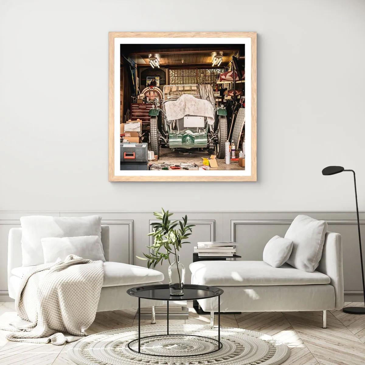 Poszter világos tölgy keretben - Vissza a múltba - 30x30 cm