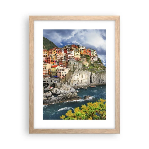 Poszter világos tölgy keretben - Egy csoport a sziklákra simulva - 30x40 cm