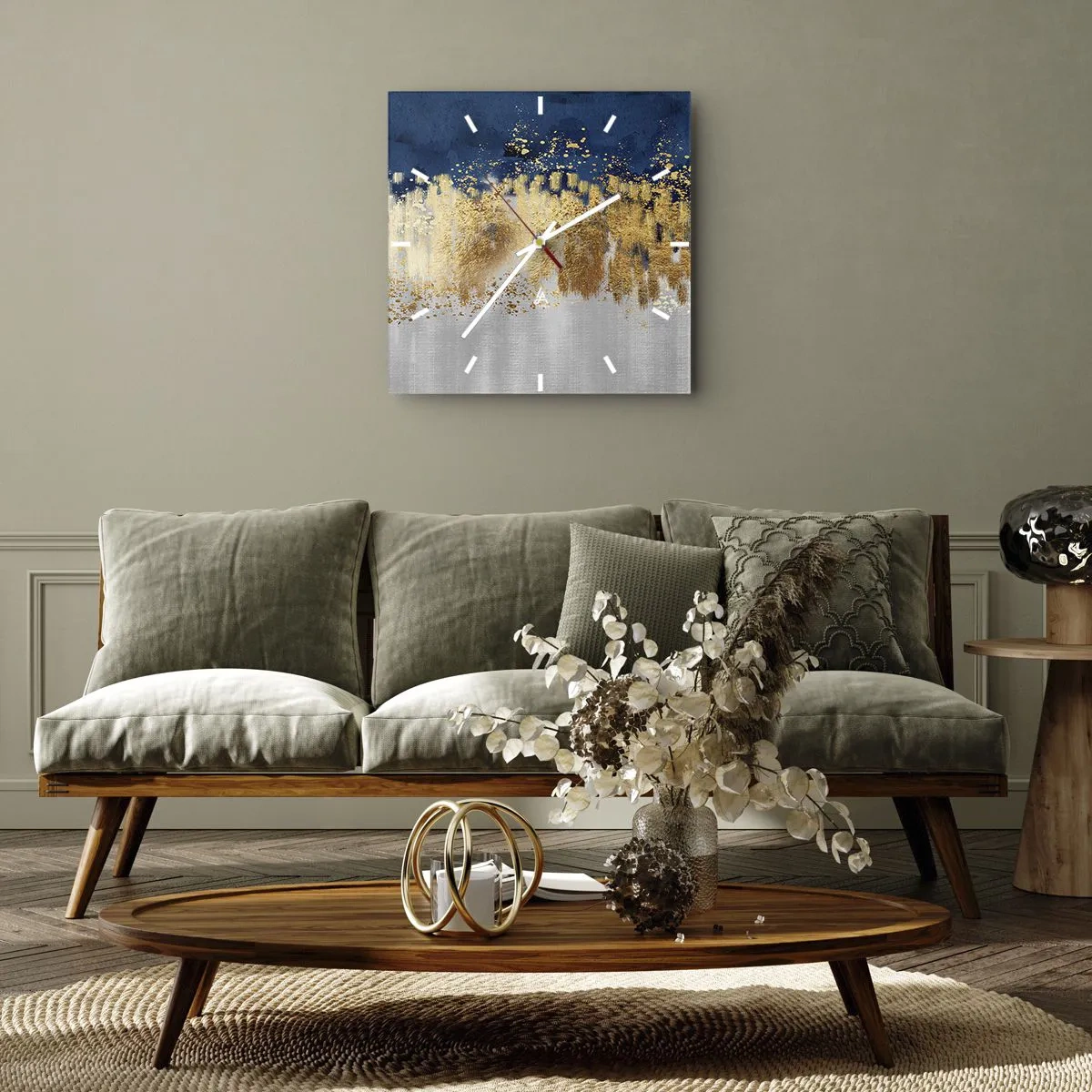 Falióra, Óra - Modern kompozíció csillogással - 30x30 cm