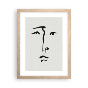 Poszter világos tölgy keretben - Egyvonalas portré - 30x40 cm