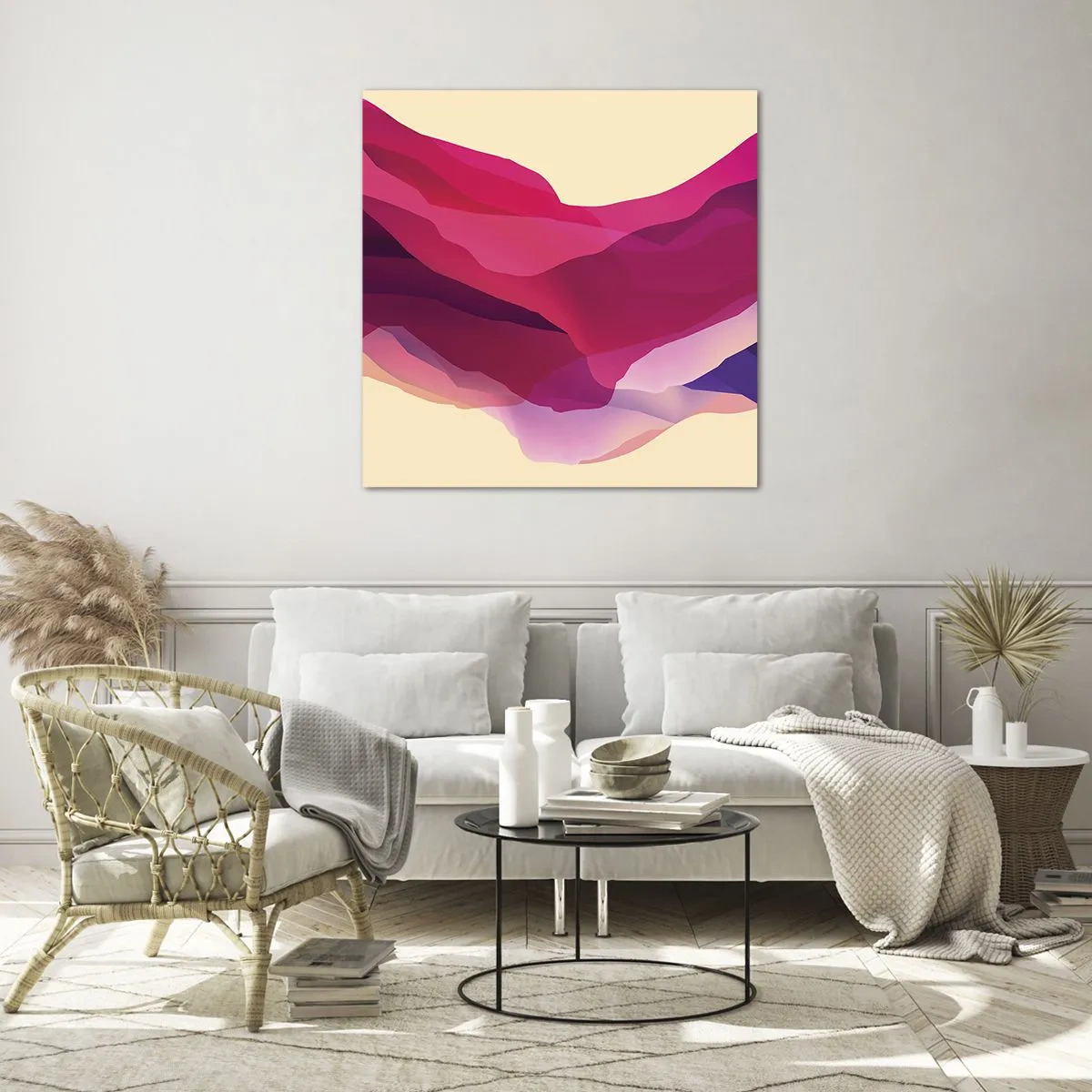 Üveg kép - Bíbor hullámok - 50x50 cm