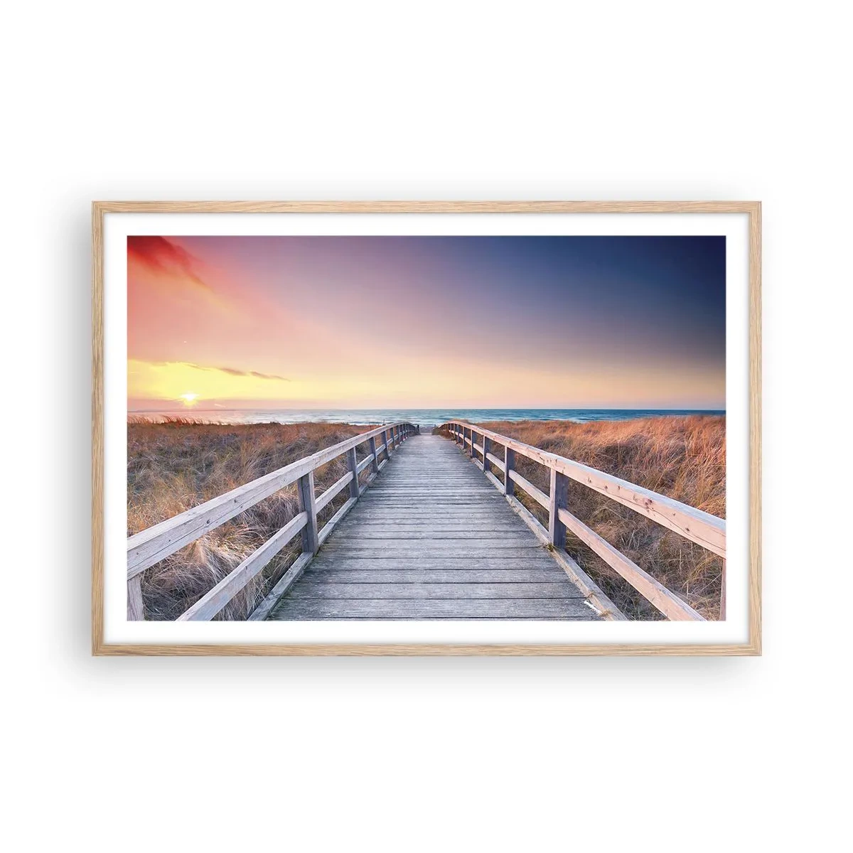 Poszter világos tölgy keretben - Balti esti aurora - 91x61 cm