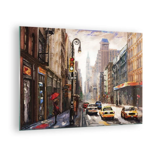 Üveg kép - New York – az esőben is színes - 70x50cm - New York – esőben is színes - Modern fali dekoráció nappalihoz és hálószobához ARTTOR
