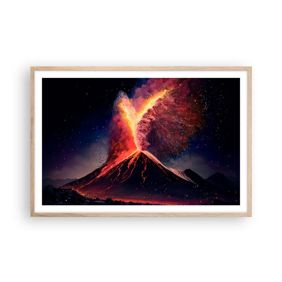 Poszter világos tölgy keretben - Szépség és horror - 91x61 cm