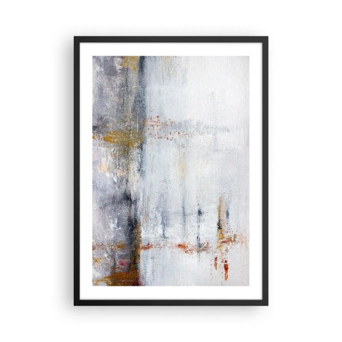 Poszter fehér keretben - Absztrakt kompozíció szürke, fehér és arany árnyalatokkal. - 50x70cm - A légfüggöny mögött  - Modern fali dekoráció nappalihoz és hálószobához ARTTOR