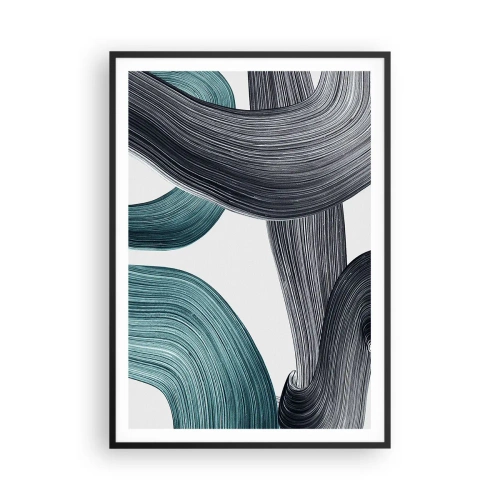 Poszter fehér keretben - Smaragdzöld és fekete nyomok - 70x100 cm