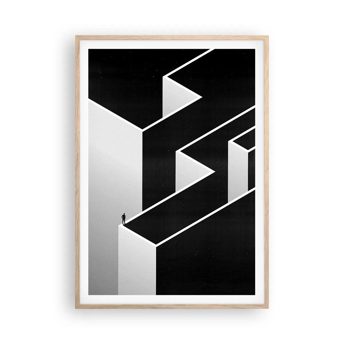 Poszter világos tölgy keretben - Magány a csúcson - 70x100 cm