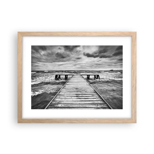 Poszter világos tölgy keretben - Várom, hogy elűzze a szél... - 40x30 cm