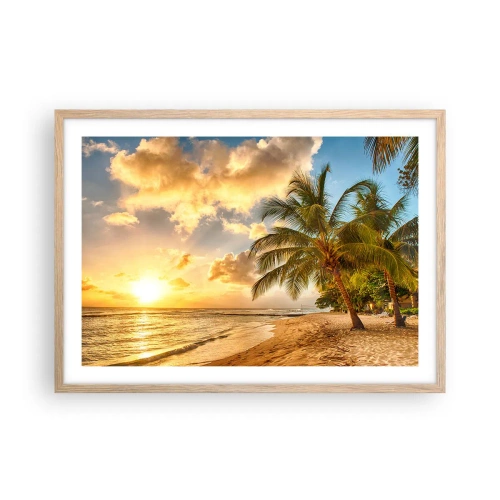 Poszter világos tölgy keretben - Örök nyár, mindig vakáció - 70x50 cm