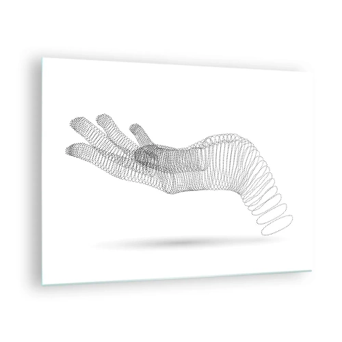 Üveg kép - Minimalista grafika egy kézzel készített pöttyös képről - 70x50cm - Rugalmas kéz - Modern fali dekoráció nappalihoz és hálószobához ARTTOR