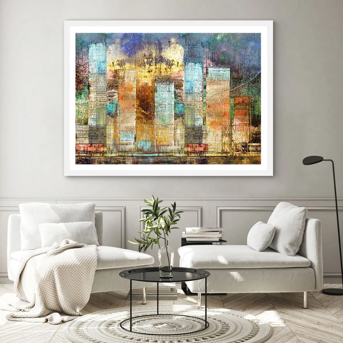 Poszter fekete keretben - Napfényes metropolisz - 50x40 cm