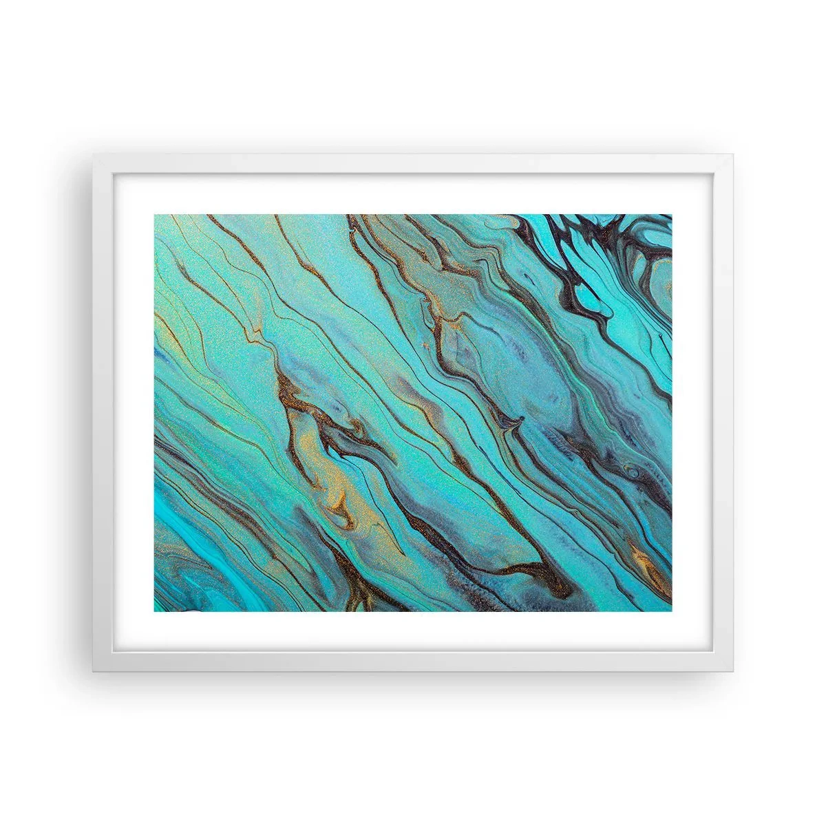 Poszter fekete keretben - Türkiz árapály - 50x40 cm